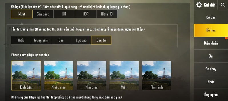 hạ cấu hình game pubg