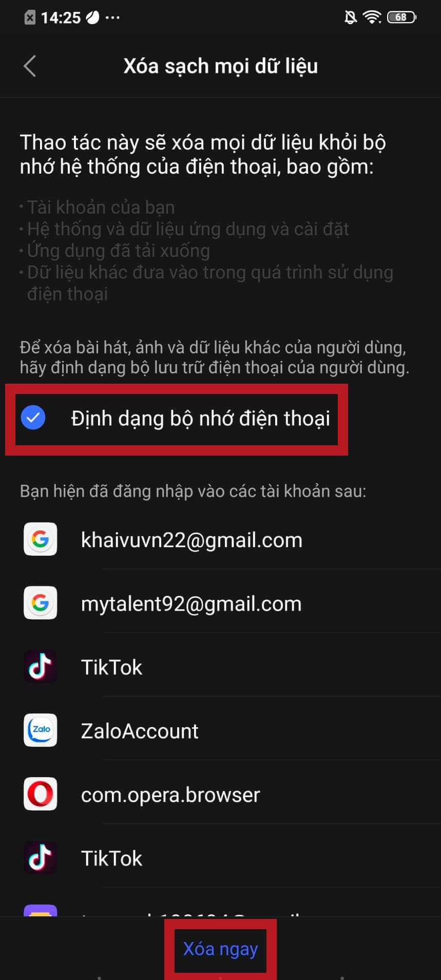 điện thoại android bị đầy bộ nhớ