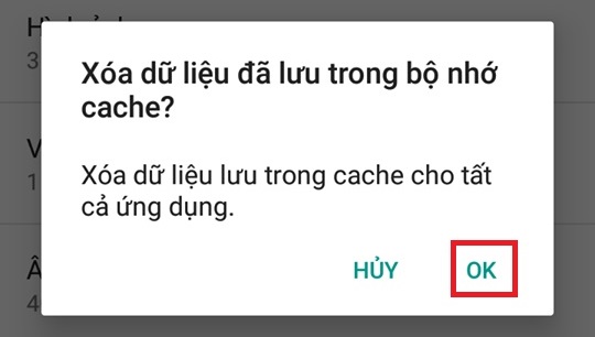 xóa dữ liệu cache