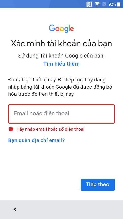 Xác minh tài khoản trên Google