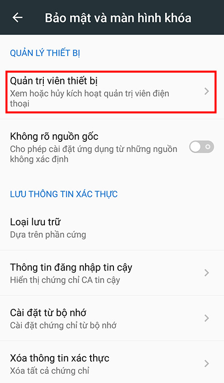 Thay đổi quyền quản trị của ứng dụng