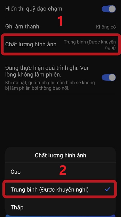 Chọn chất lượng hình ảnh