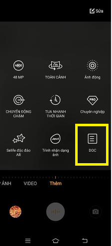 Chọn chế độ Doc để scan tài liệu