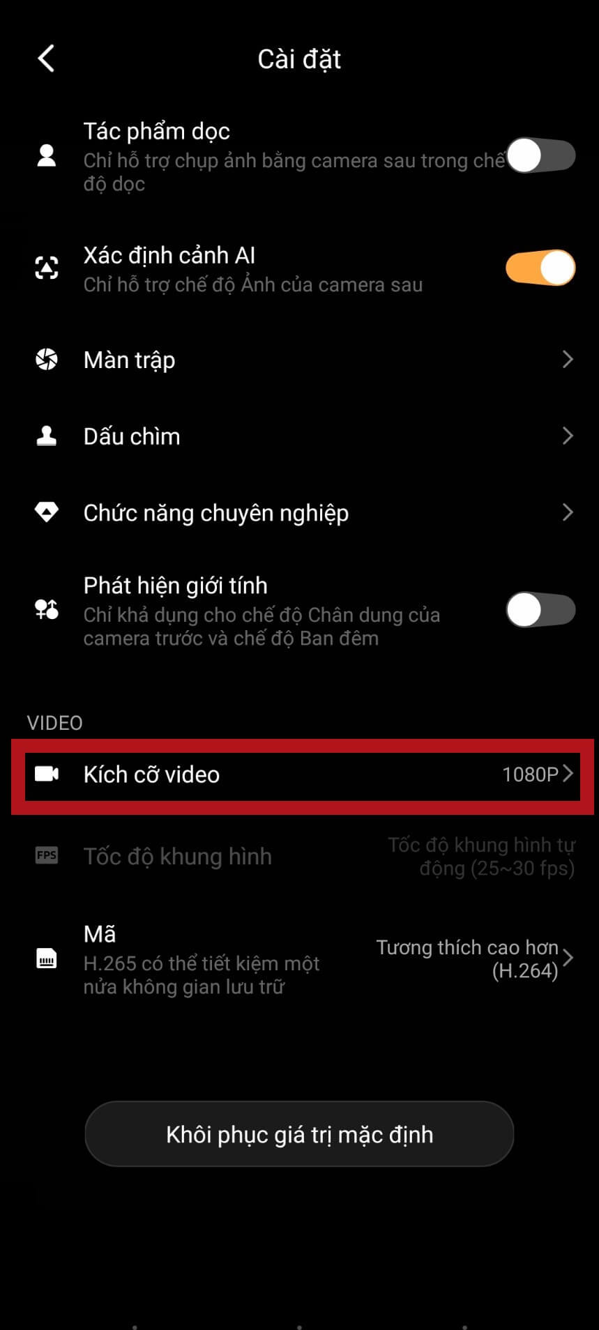 Chọn chất lượng video