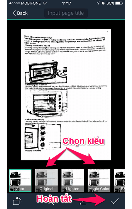 Nên chọn chế độ Magic Color để giữ được màu tự nhiên của tài liệu scan