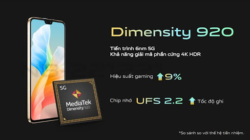 Hiệu năng mạnh mẽ sử dụng chip MediaTek Dimensity 8 nhân