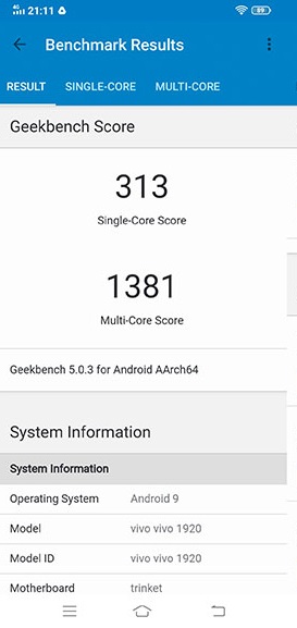 Điểm hiệu năng vivo S1 Pro đo bằng Benchmark 5.