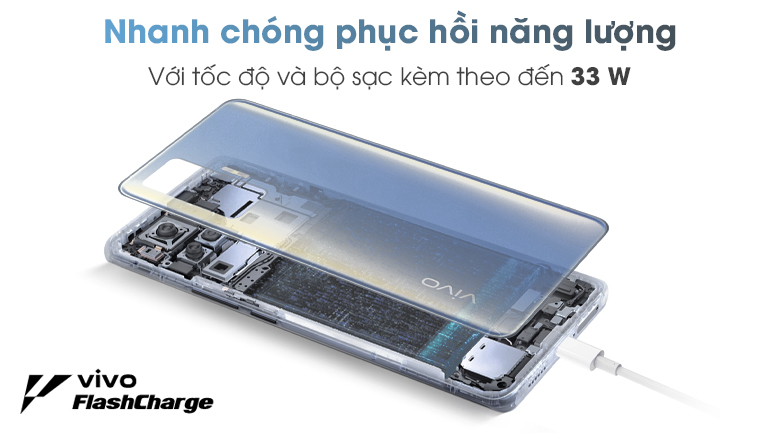 vivo X50 Pro hỗ trợ Sạc Siêu Tốc FlashCharge 33W